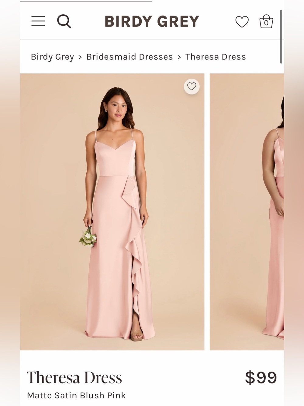 Birdy Grey Theresa Dress- Matte Satin Fabric & Blush Pink Blush Color - Picture 4 of 13